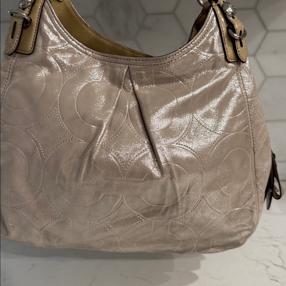 Coach Maggie Metallic Beige Quilted Shoulder Bag, EUC - Picture 13 of 15